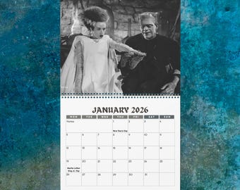 The Bride of Frankenstein 2026 Monthly Calendar - Planner, Organizer, Gift, Home Office, Horror, Monster Movie, Universal, Film, Vintage