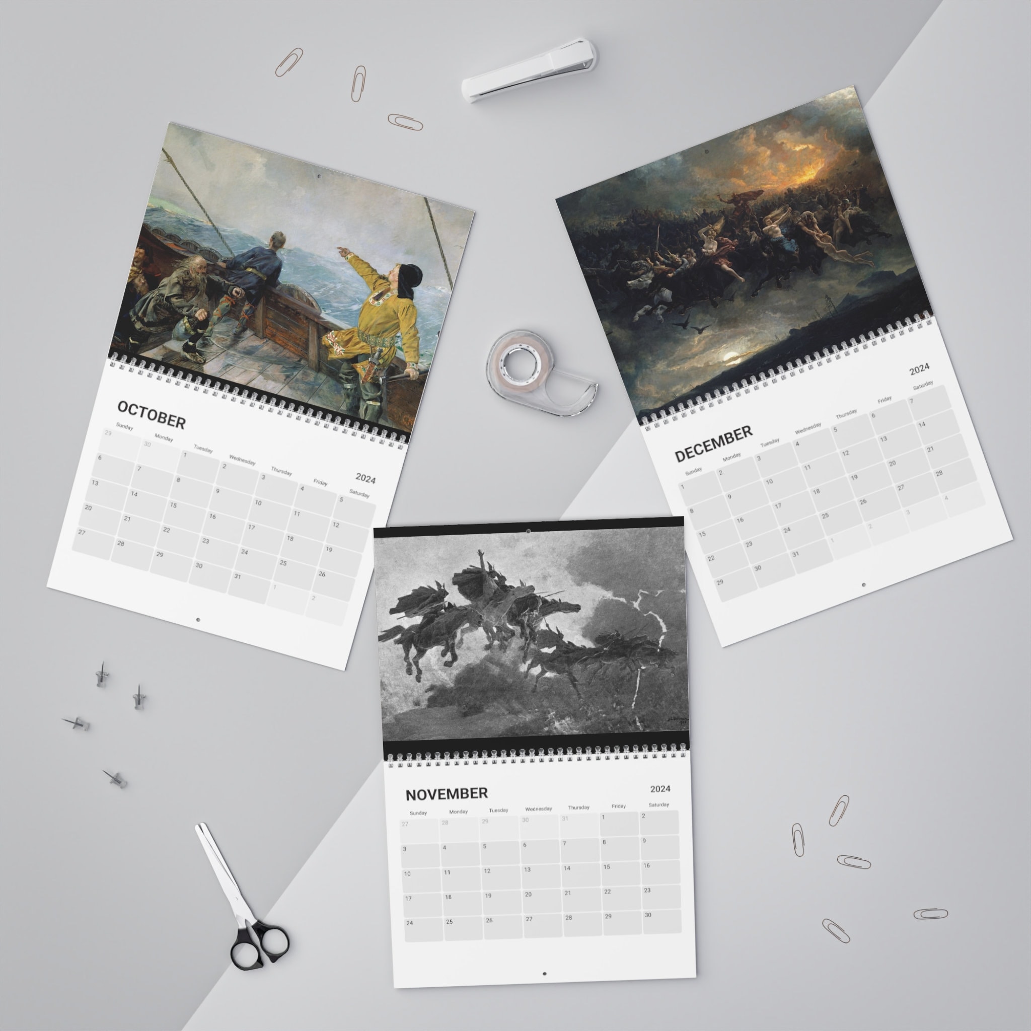 Vikings and Valkyries Calendar 2024, Vintage Calendar 2024 sold by