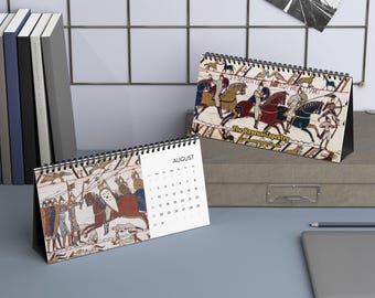 Bayeux Tapestry 2026 Monthly Desktop Calendar - Vintage Art Design, Desk Organizer, Home Decor, Office Gift, Historical Artwork