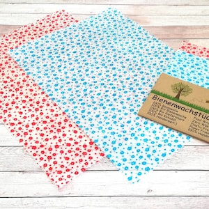 Biologische Bijenwas doeken Set van 2 &quot;rood-turquoise&quot;, Bijenwas doek, Food Starter Pack, handgemaakt, Biologische Bijenwas, Food Wrap, Zero waste