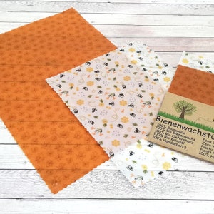 Organic beeswax wraps set of 2 &quot;Bee yellow&quot;, beeswax wrap, food starter pack, handmade, organic beeswax, food wrap, zero waste