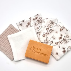 6er Set Make-up Entferner Pads mit Wäschenetz mit Namen, Tampons aus Baumwolle, wiederverwendbar, waschbar, Zero Waste, Null Abfall, Gesicht