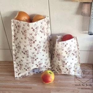 Organic beeswax bag &quot;Flowers 9&quot; snack, lunch bag, bread bag, food starter pack, handmade, organic beeswax, food wrap, zero waste