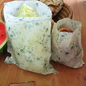 Organic beeswax bag &quot;Eucalyptus&quot; snack, lunch bag, bread bag, food starter pack, handmade, organic beeswax, food wrap, zero waste