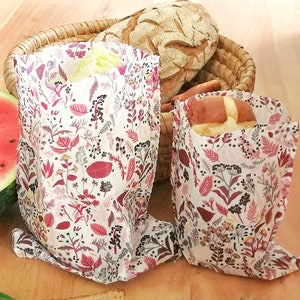 Organic beeswax bag &quot;Flowers 1&quot; snack, lunch bag, bread bag, food starter pack, handmade, organic beeswax, food wrap, zero waste