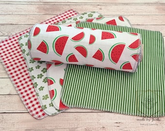 Kitchen roll washable, "melon red-green", unpaper towels roll,zero waste,sustainable,environmentally friendly,kitchen roll reusable