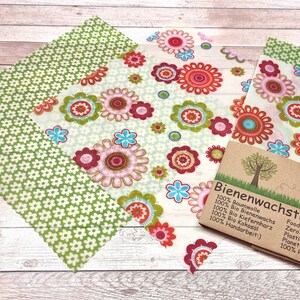 Organic Beeswax Cloths Set of 2 &quot;green-red&quot;, Beeswax Cloth, Food Starter Pack, handmade, Organic Beeswax, Food Wrap, Zero waste