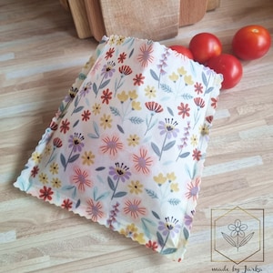 Organic beeswax bag &quot;Flowers&quot; snack, lunch bag, bread bag, food starter pack, handmade, organic beeswax, food wrap, zero waste