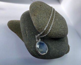 Rose cut opalite quartz pendant necklace