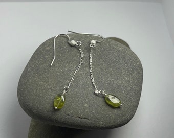 Sterling Silver Peridot Figaro Chain Dangle Earrings