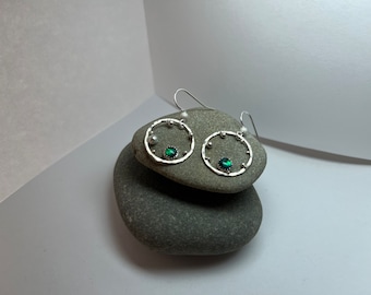 Sterling Silver Paua Shell Earrings: Handmade Granulated Pendant