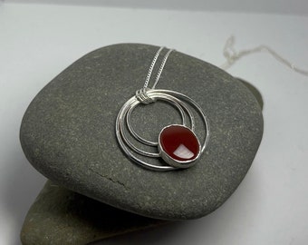 Carnelian Ripple Pendant | Geometric Pendant Necklace