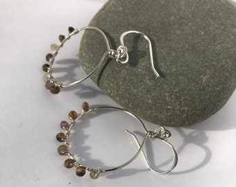 Sterling silver and sapphire pendant earrings