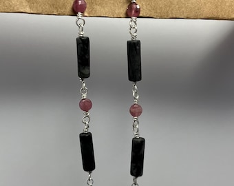 Jasper and tourmaline drop earrings