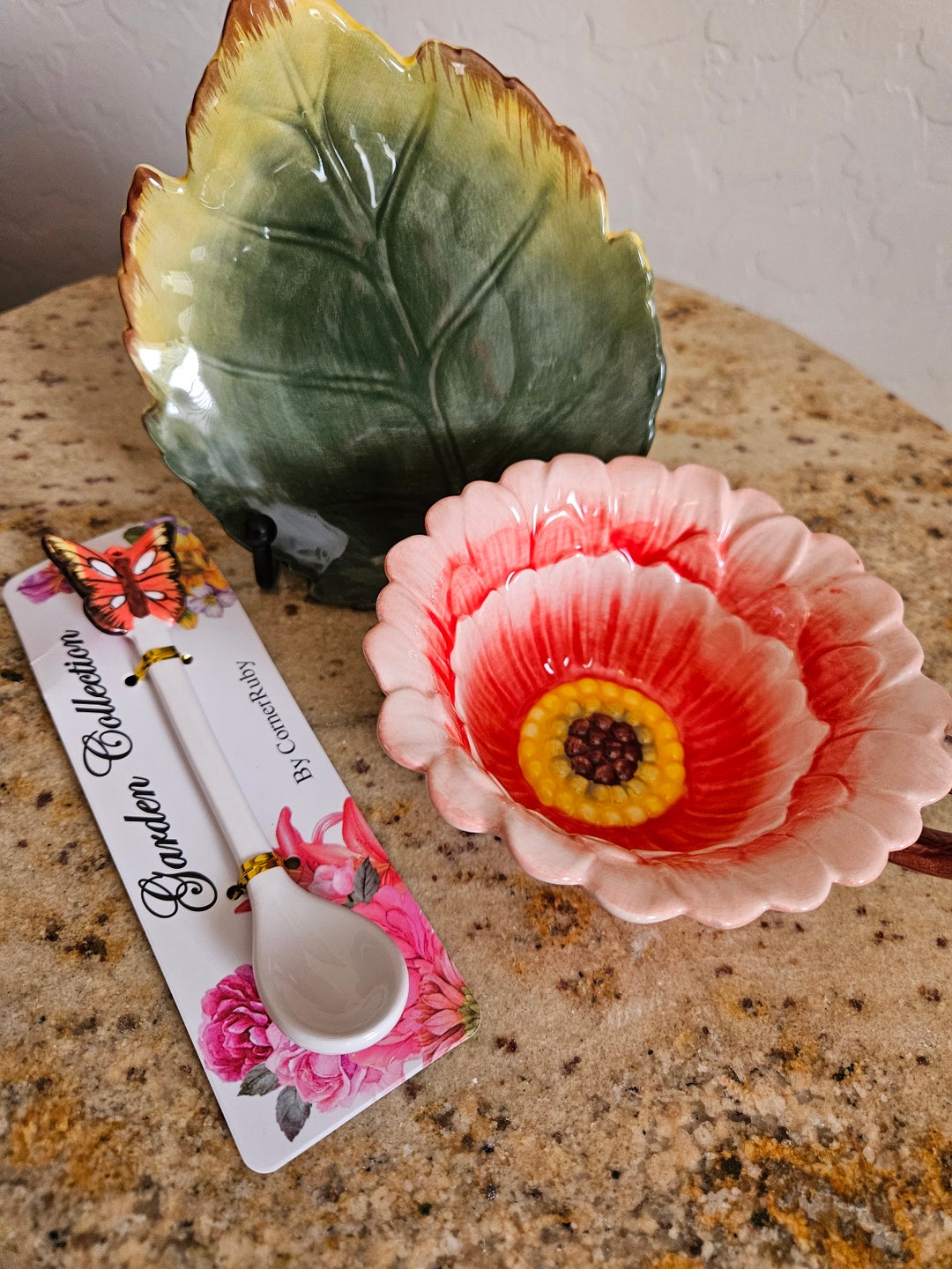 Corner Ruby CR Teacup Gardenl Collection. the Color is Red & Has Green