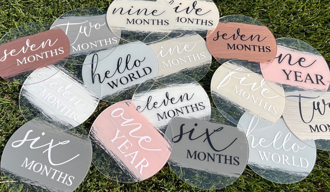 Painted Acrylic Baby Milestone Round Announcement Disks - Etsy