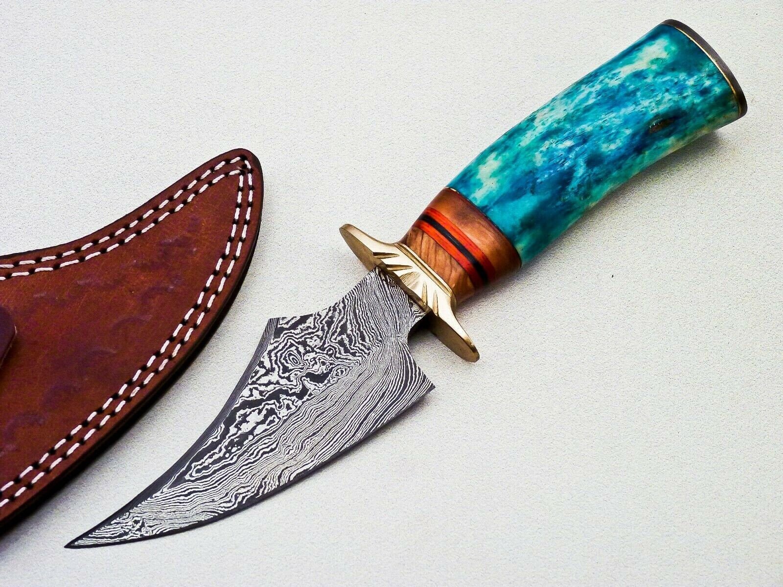 Damascus Hunting Knife Fixed Blade Hand Pocket Knife Etsy