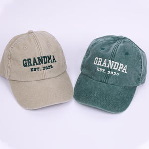 Custom Grandpa Grandma Hat, Embroidered Vintage Baseball Cap with Est Date, New Grandparent Gift, Pregnancy Reveal, Father's Day Gifts