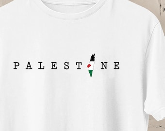Palestine Map Flag Printed Crewneck Shirts, Palestine Tshirts, Palestine Adults Sizes Tee Tops, Palestine Muslims Clothing, Free Shipping Uk