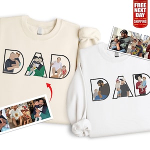 Custom Dad Portrait Embroidered Sweatshirt, Father&#39;s Day Gifts for Dad, Personalised Sketch from Photo Sweater, Kids Names on Sleeve Jumper