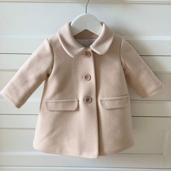 Wool toddler jacket, girl's coat. Wool kids jacket for baptism, long sleeves, wool jacket for tulle dress, baby wool coat, infant jacket