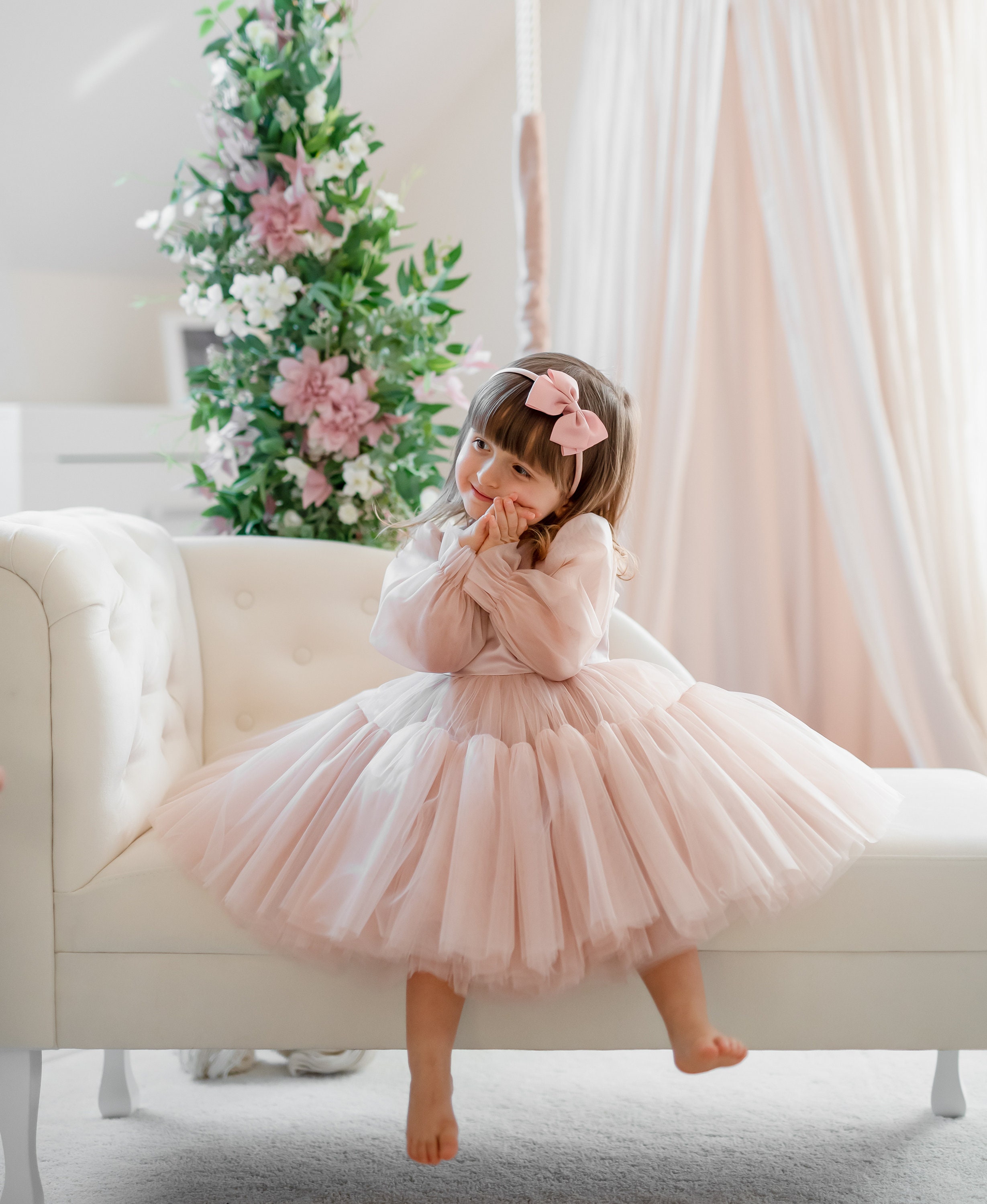 Children's Dusty Pink Tulle Dress for Flower Girls - Etsy