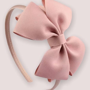 Children's dusty pink headband with a bow, hair accessories, hair bow