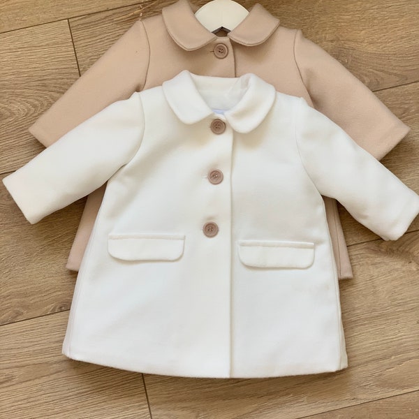 Ecru coat, Baptisma coat, Christening coat, Baptism coat, Winter coat, Fall coat, Fleece baby coat,