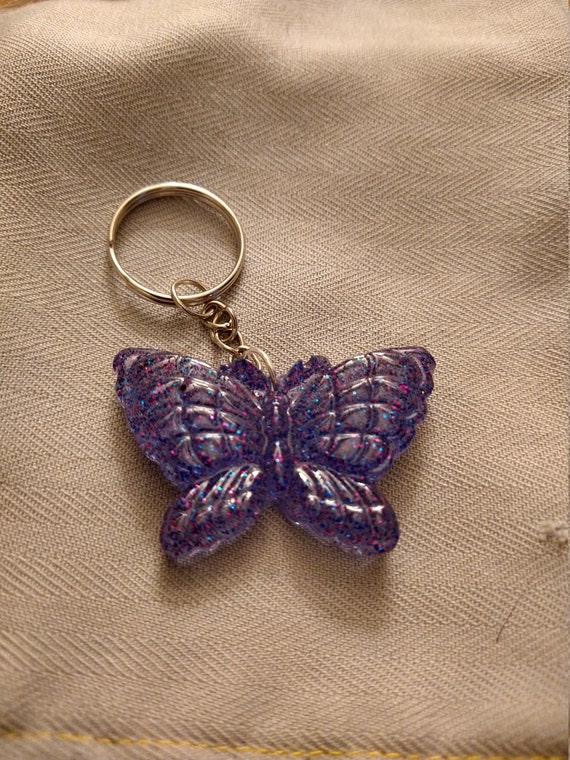 Resin Butterfly Keychain Red/blue