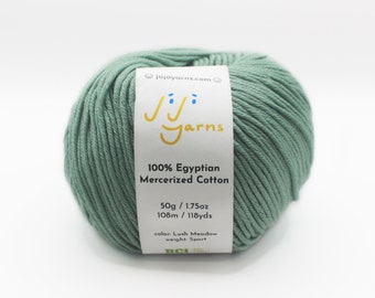 100% Egyptian Mercerized Cotton in Lush Meadow Sport Weight for Knitting, Crochet, Weaving