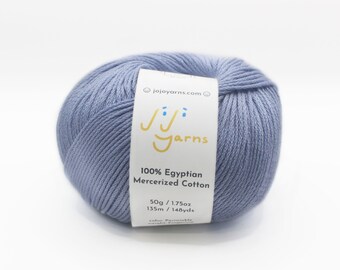 100% Egyptian Mercerized Cotton in Periwinkle Fingering Weight for Knitting, Crochet, Weaving