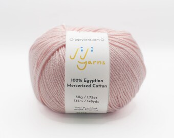 100% Egyptian Mercerized Cotton in Pearl Pink Fingering Weight for Knitting, Crochet, Weaving