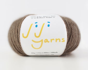 100% Baby Alpaca Yarn in Brilliant Taupe - 4 Ply Sport Weight