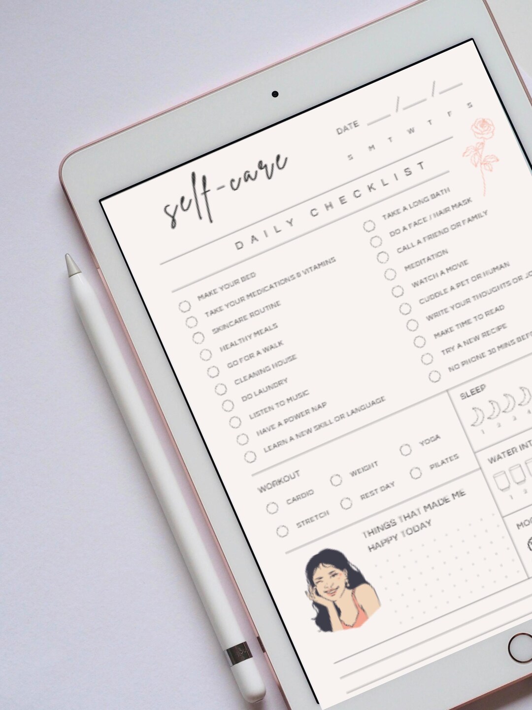 Inspirational Checklist Inspirational Self-care Planner & Tracker Printable Daily Checklist for ...
