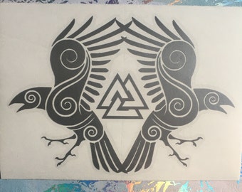 Celtic Ravens/ Odin's Ravens with Valknut Vinyl Decals for Picture frames/ Bumper Stickers/ Travel Mugs