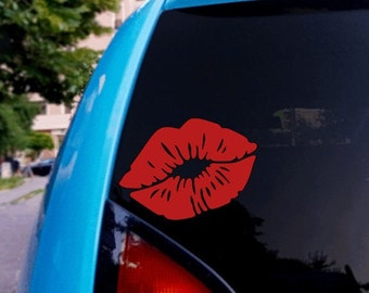 Sexy Lips / Lipstick Kiss/ Kissing Lips/Red Lips Vinyl Decal/ Sticker for Bumper Sticker, Tumbler, Laptop