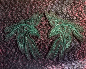 Celtic Raven Embroidered Iron-On Patch | Odin's Ravens, Viking Design