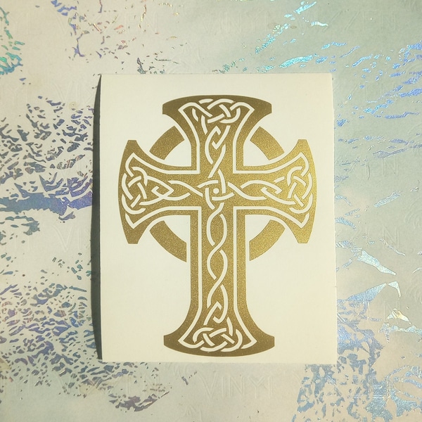 Celtic Cross Vinyl Decal Sticker Irish Car Decal | Laptop | Tumbler multiple sizes and colors