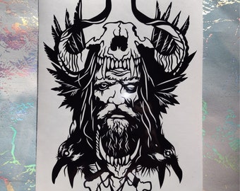 Odin Vinyl Aufkleber | Nordische Mythologie Transparenter Vinyl-Aufkleber | Wikinger Gott Odin Aufkleber | Auto Aufkleber