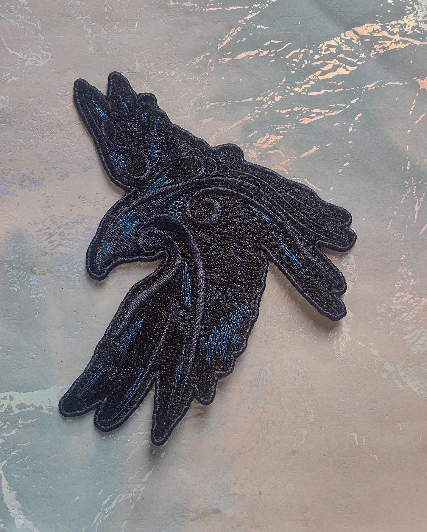 Celtic Raven Embroidered Patch | Odin's Ravens Patches | Huginn and ...