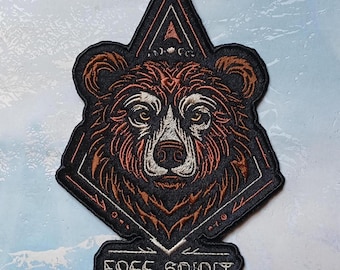 Embroidered  Bear Patch | Spirit Animal Patch | Back Patch | Boho Patch | Tribal Patch | Sew on or Iron on Patch