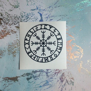 Elmo del timore reverenziale della mitologia norrena, vichingo, pagano, asatru, protezione islandese, decalcomania in vinile per laptop, adesivo per paraurti, decalcomania per auto