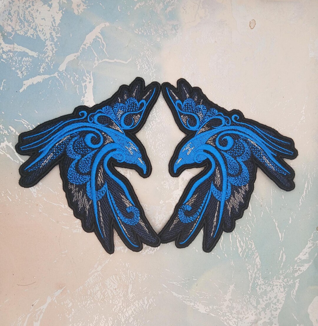 Celtic Raven Embroidered Patch | Odin's Ravens Huginn Muninn (sew/iron ...