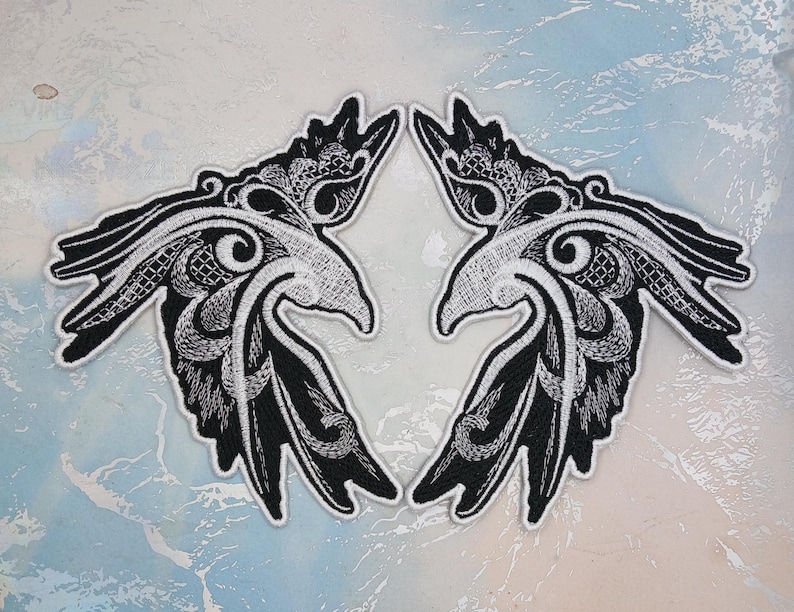 Celtic Raven Embroidered Patch | Odin's Ravens Patch | Viking Patch Sew ...