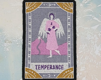 Gestickter Tarot Kartenaufnäher | Große Arcana Tarot-Karte | Temperance Aufnäher / Aufbügler | Stoff Tarot Aufnäher