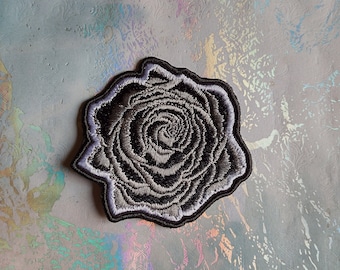 Black Rose Embroidered Patch | Iron or Sew on embroidered Patch