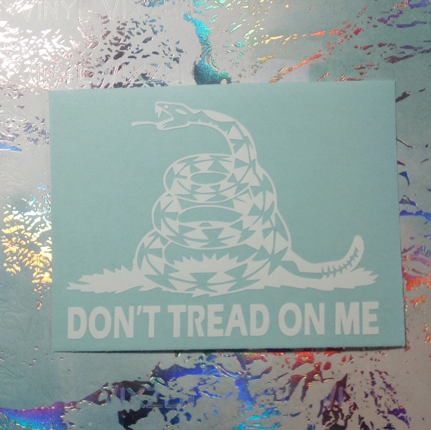 thumbnail image 2 of Distressed American Gadsden Flag Vinyl Decal - "Don't Tread On Me" USA Sticker 2 of 11