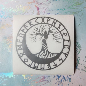 Lunar Mother Earth Yggdrasil/ Tree of life/ Viking/ Norse Vinyl decal for laptops/ Tablets/ Gaming systems/ Picture Frames