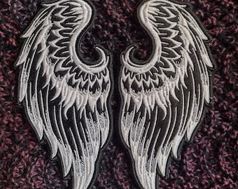 Angel Wing Embroidered Patch | Pair of Angel Wing Patches | Embroidered Iron On Patches