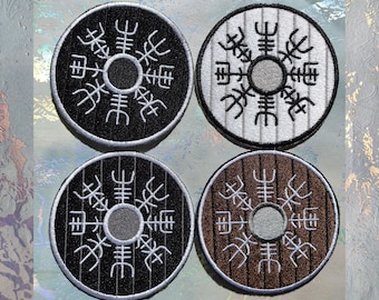 Viking Shield Viking Compass Vegvisir Way finder Viking Patch Embroidered Patch Iron On Patch